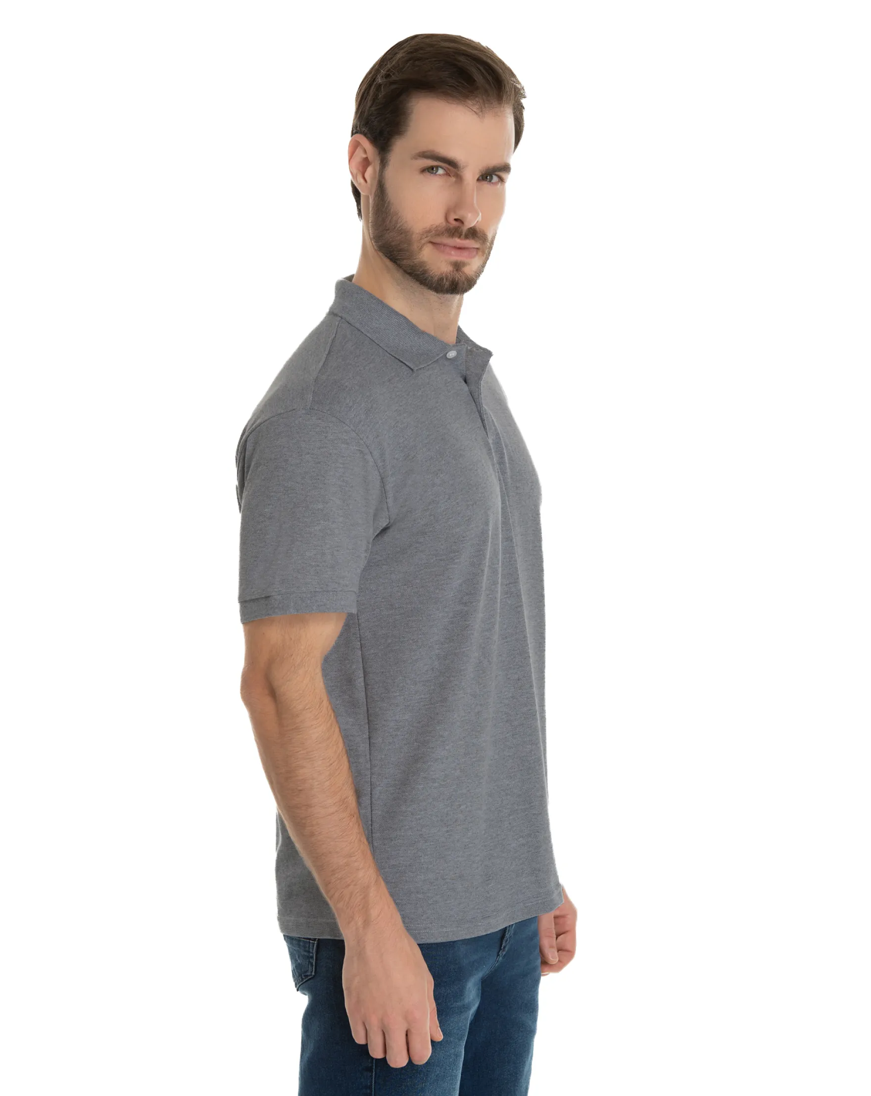 Camisa Polo Piquet Masculina Mescla Escuro