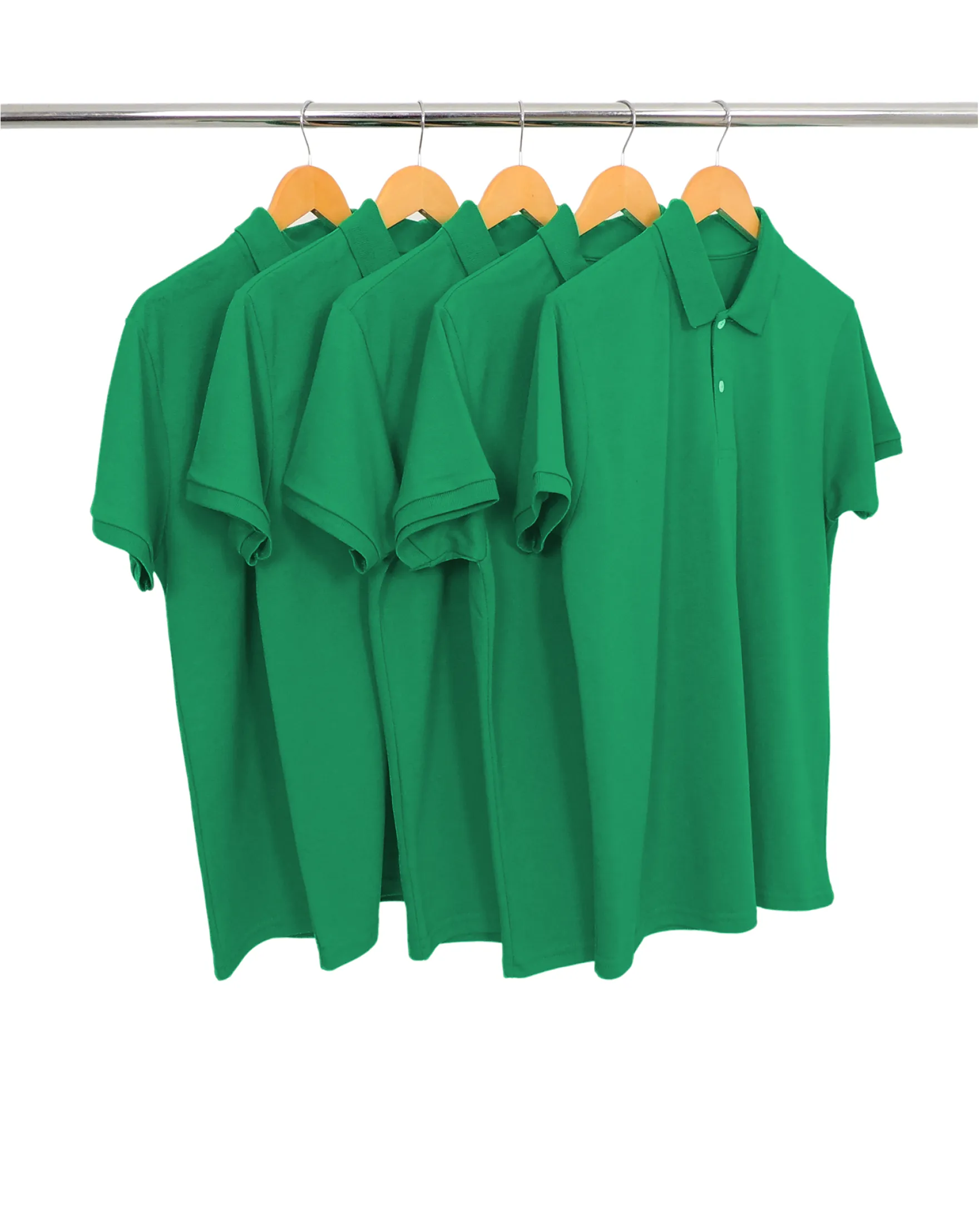 KIT 5 Camisas Polo Piquet Masculina Verde Bandeira