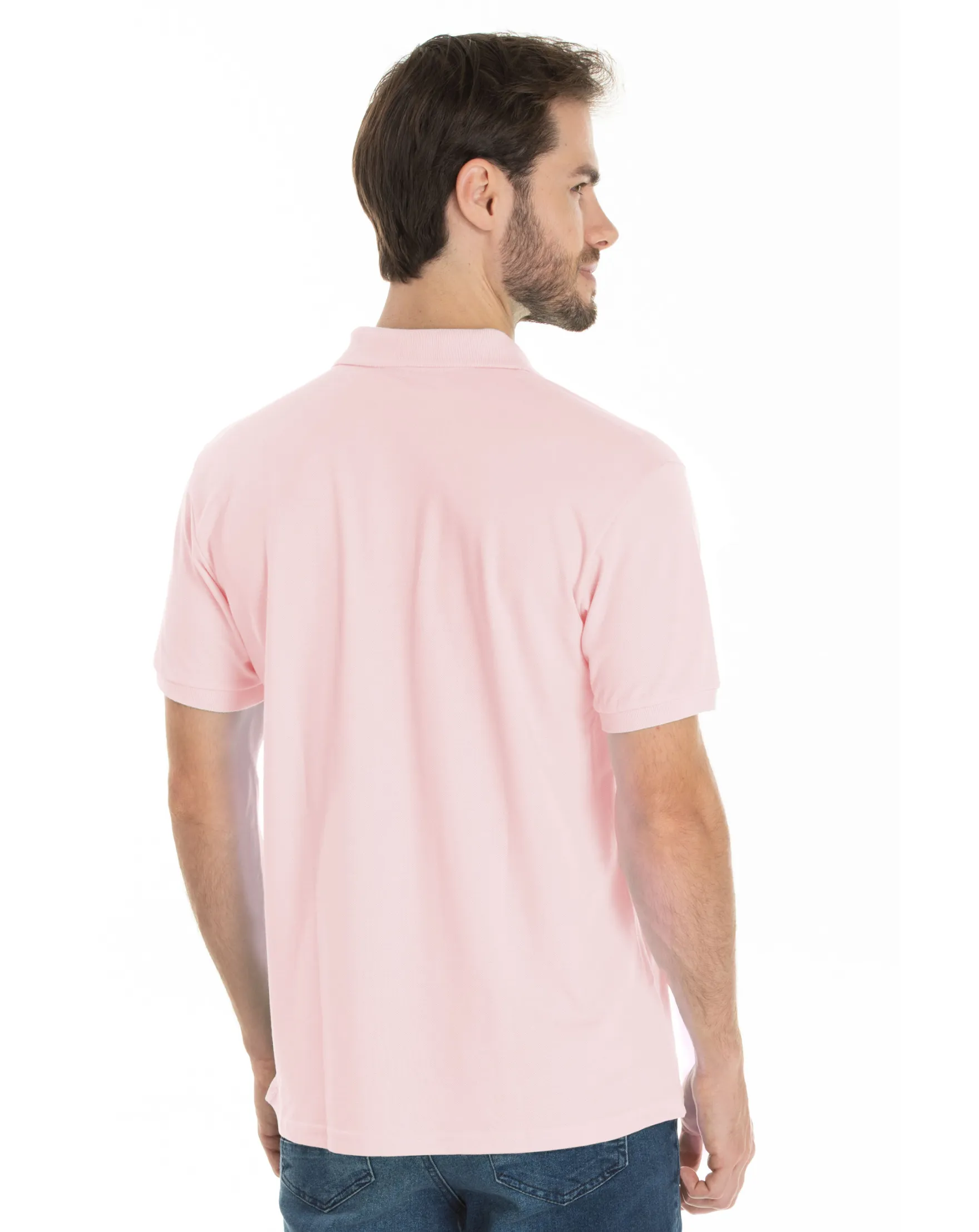 Camisa Polo Piquet Masculina Rosa Claro
