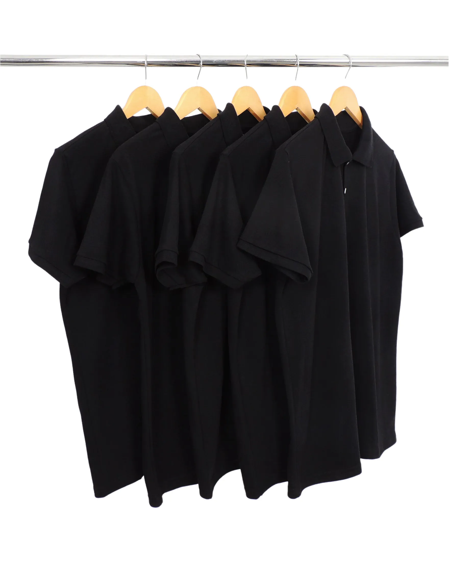 KIT 5 Camisas Polo Piquet Masculina Preta