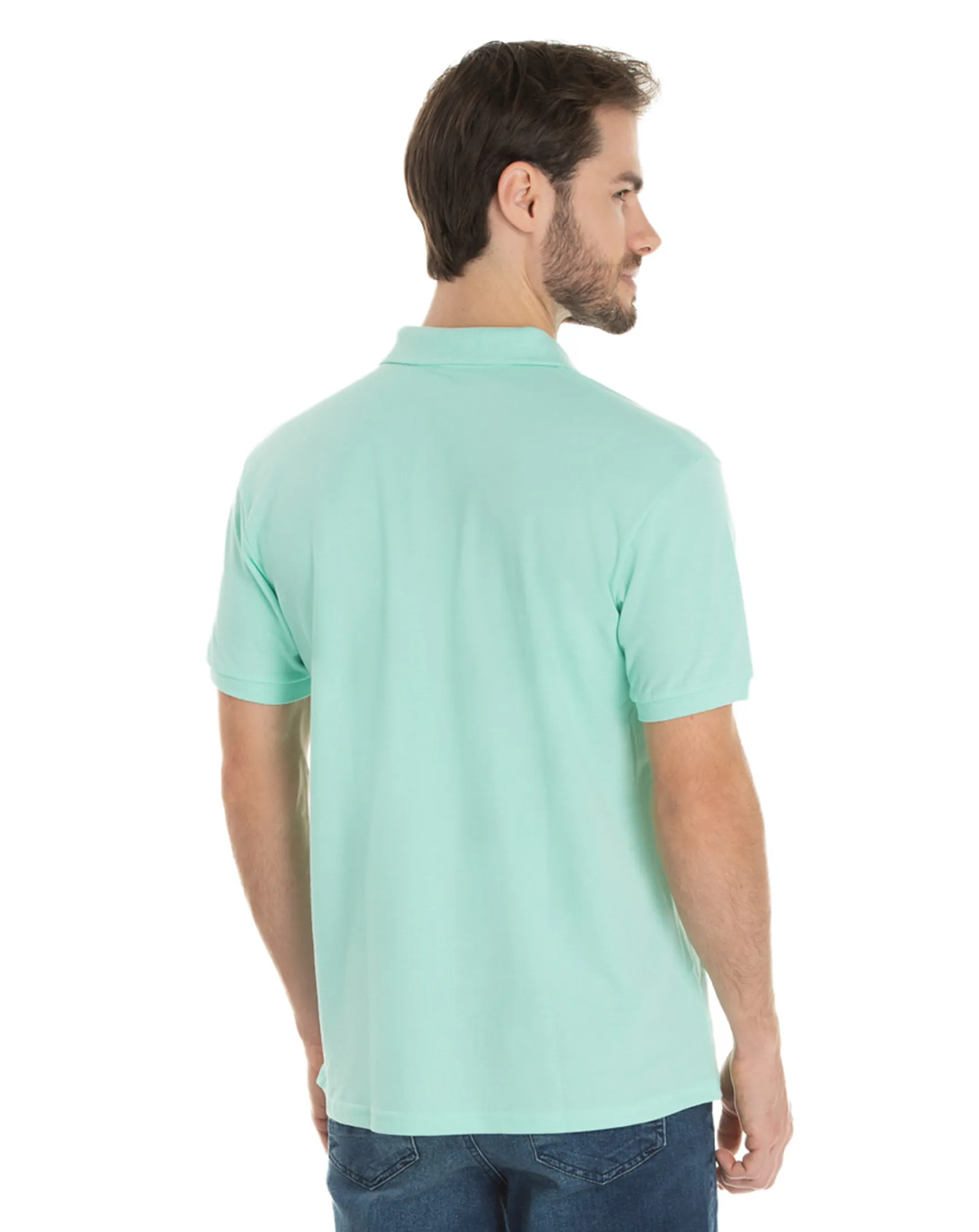 KIT 5 Camisas Polo Piquet Masculina Verde Claro