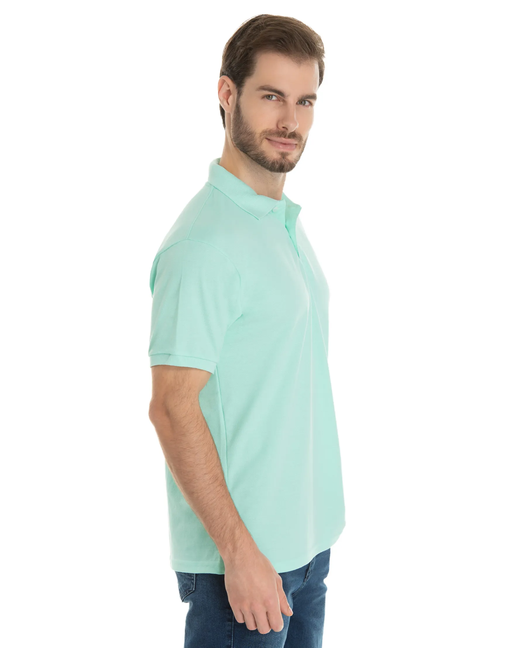 KIT 5 Camisas Polo Piquet Masculina Verde Claro