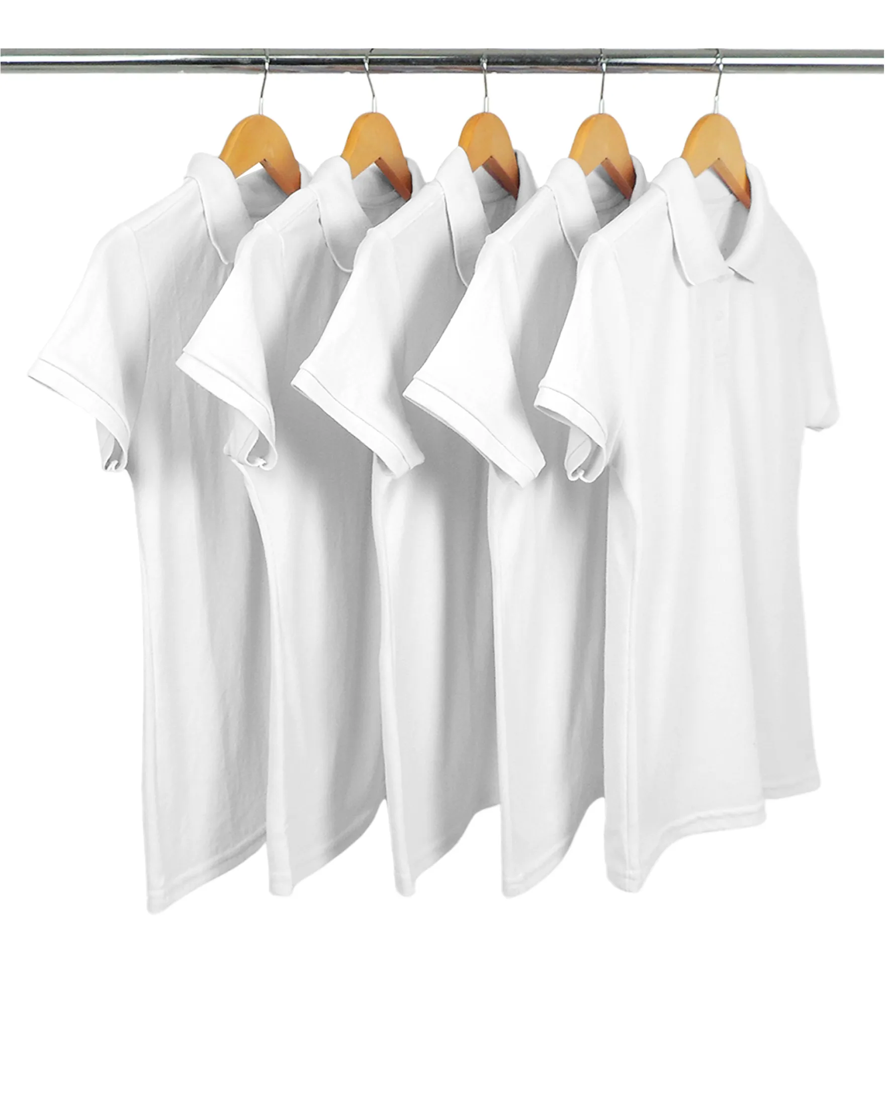 KIT 5 Camisas Polo Piquet Feminina Branca