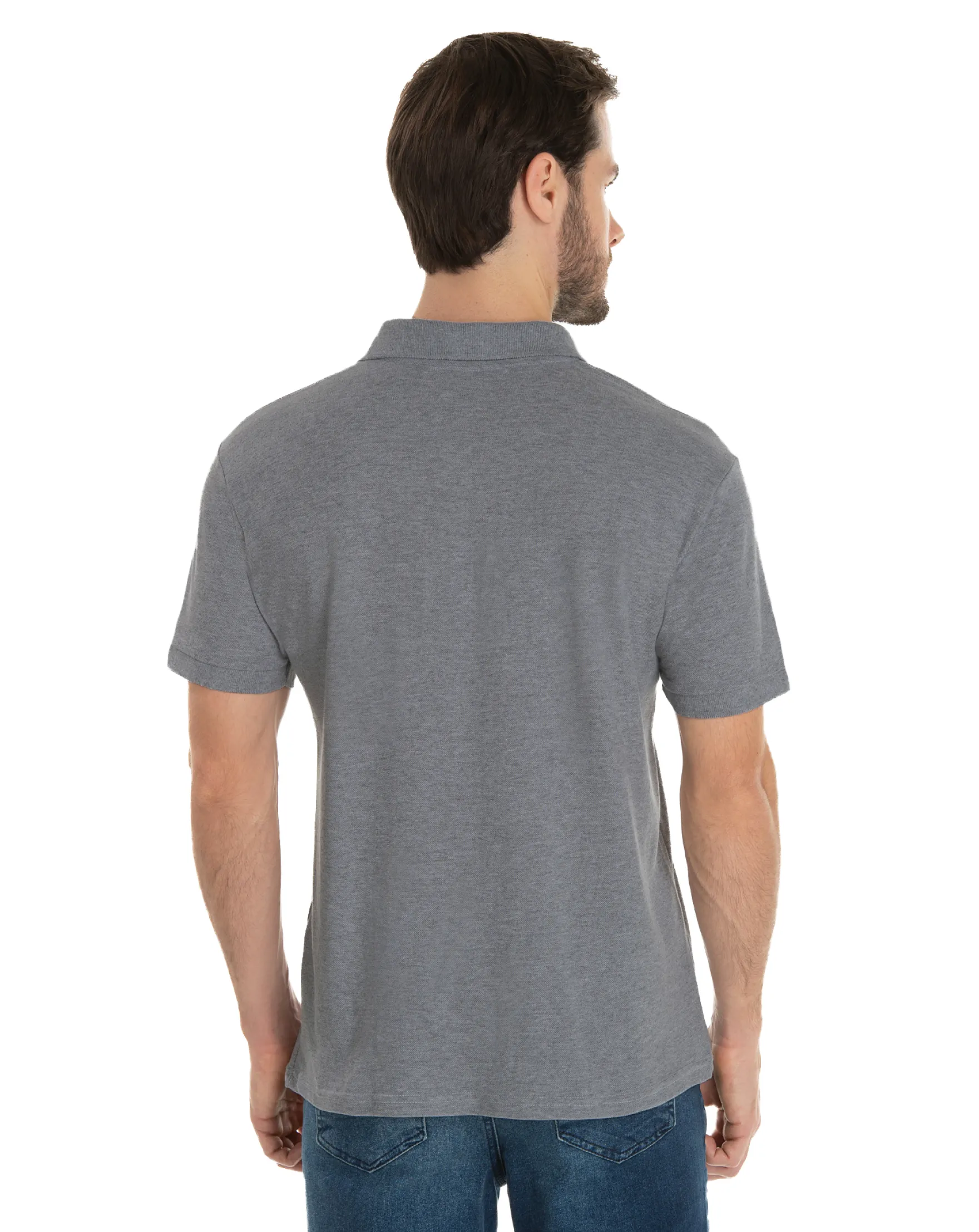 Camisa Polo Piquet Masculina Mescla Escuro