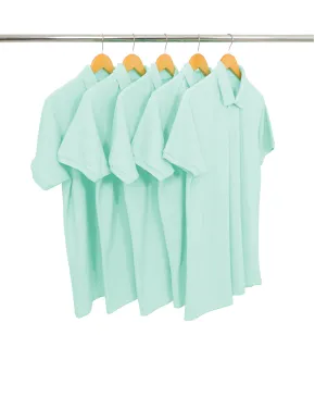 KIT 5 Camisas Polo Piquet Masculina Verde Claro