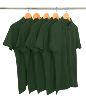 KIT 5 Camisas Polo Piquet Masculina Verde Musgo