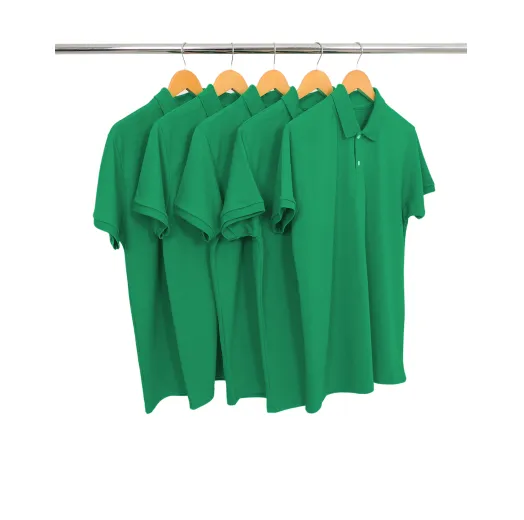 KIT 5 Camisas Polo Piquet Masculina Verde Bandeira