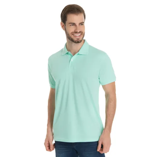 KIT 5 Camisas Polo Piquet Masculina Verde Claro