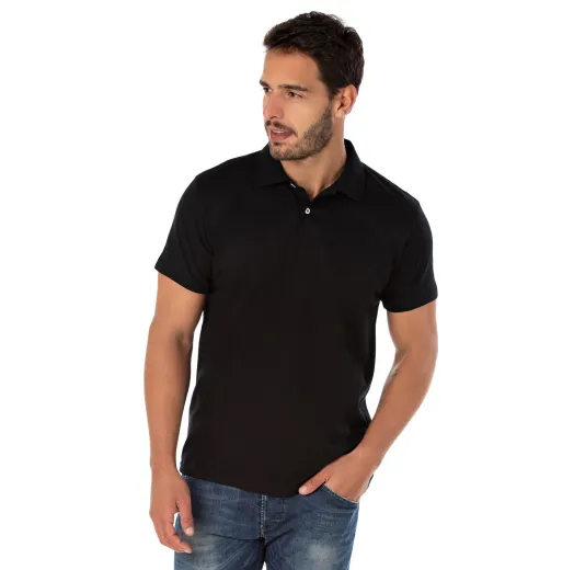 Camisa Polo Piquet Masculina Preta