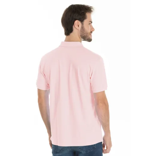 KIT 5 Camisas Polo Piquet Masculina Rosa Claro