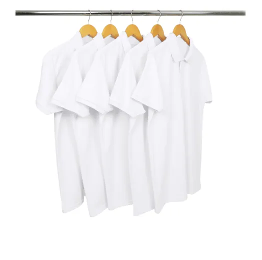KIT 5 Camisas Polo Piquet Masculina Branca
