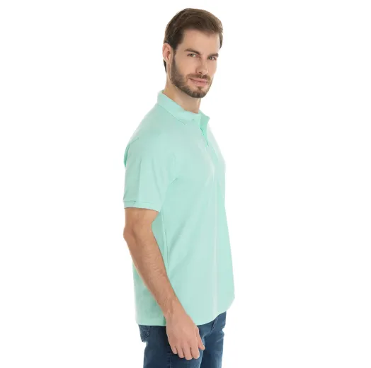 KIT 5 Camisas Polo Piquet Masculina Verde Claro