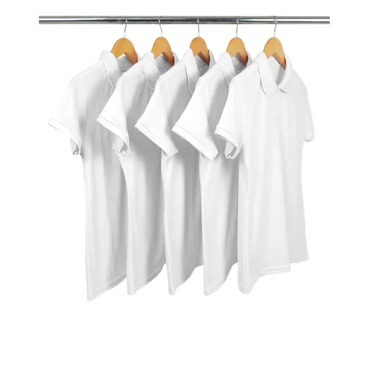 KIT 5 Camisas Polo Piquet Feminina Branca