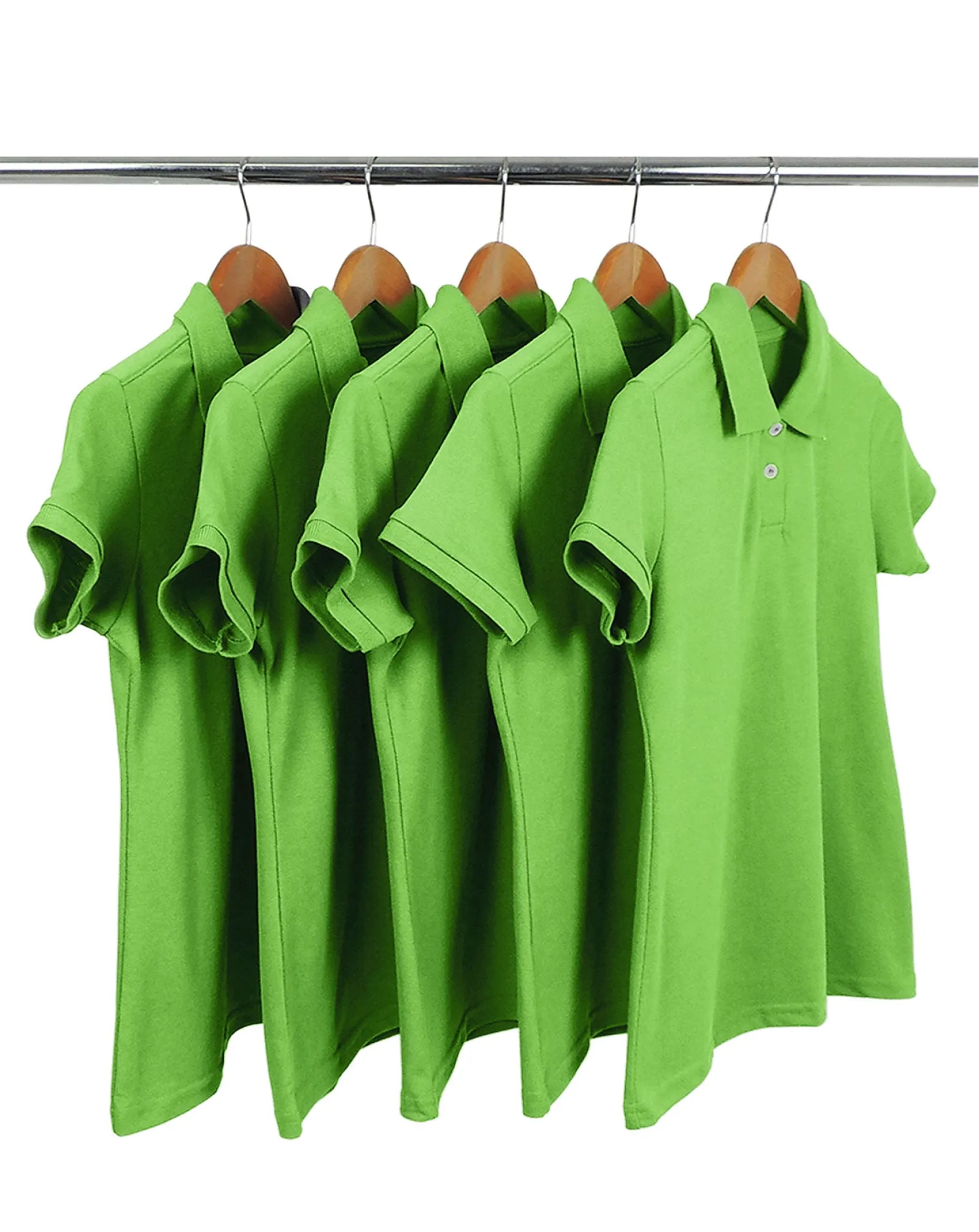 KIT 5 Camisas Polo Piquet Feminina Verde Limão