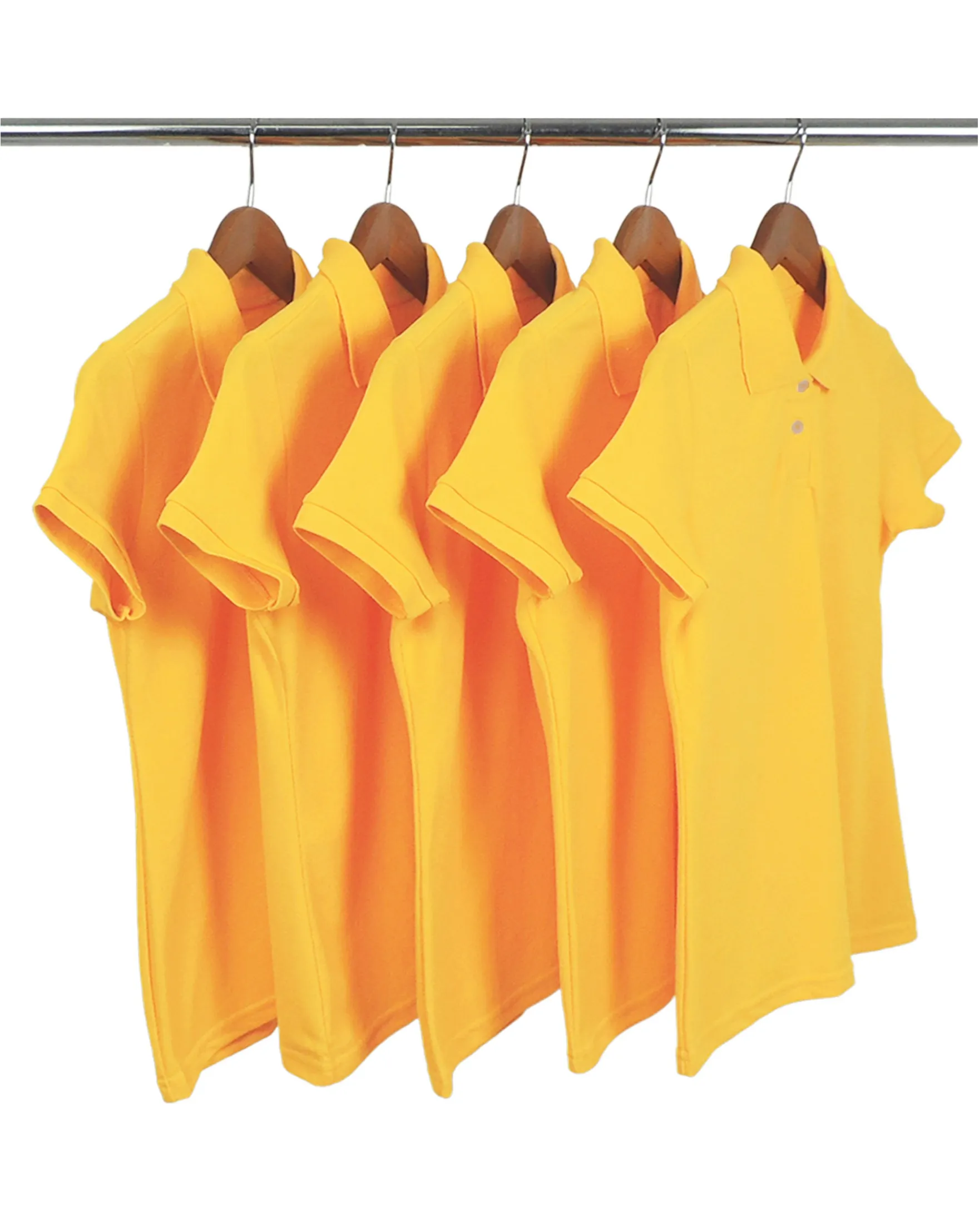 KIT 5 Camisas Polo Piquet Feminina Amarelo Ouro