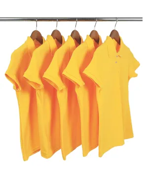 KIT 5 Camisas Polo Piquet Feminina Amarelo Ouro