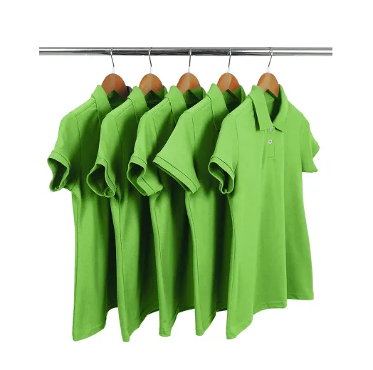 KIT 5 Camisas Polo Piquet Feminina Verde Limão 