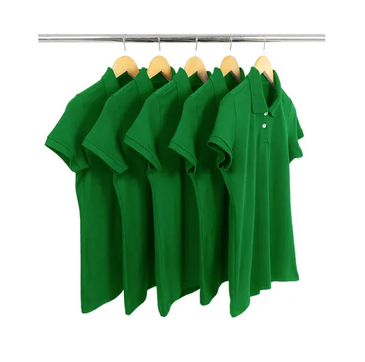 KIT 5 Camisas Polo Piquet Feminina Verde Bandeira