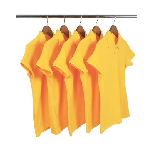 KIT 5 Camisas Polo Piquet Feminina Amarelo Ouro