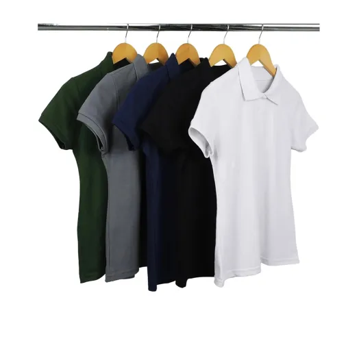 Kit 5 Camisas Polo Piquet Feminina 18
