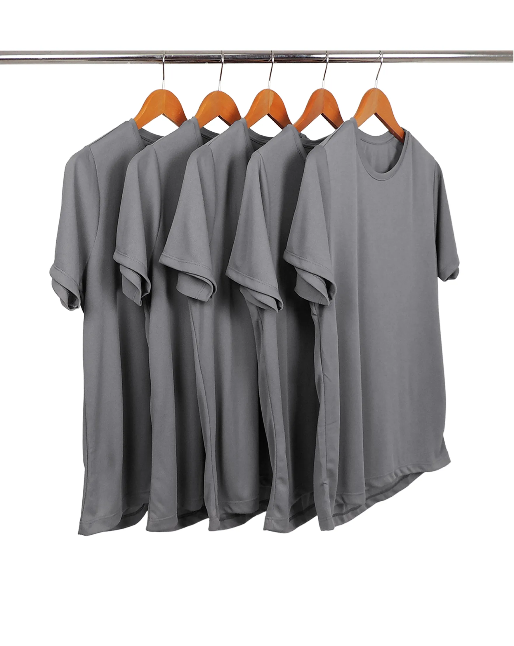 KIT 5 Camisetas Dry Fit Cinza Chumbo Proteção UV 30+