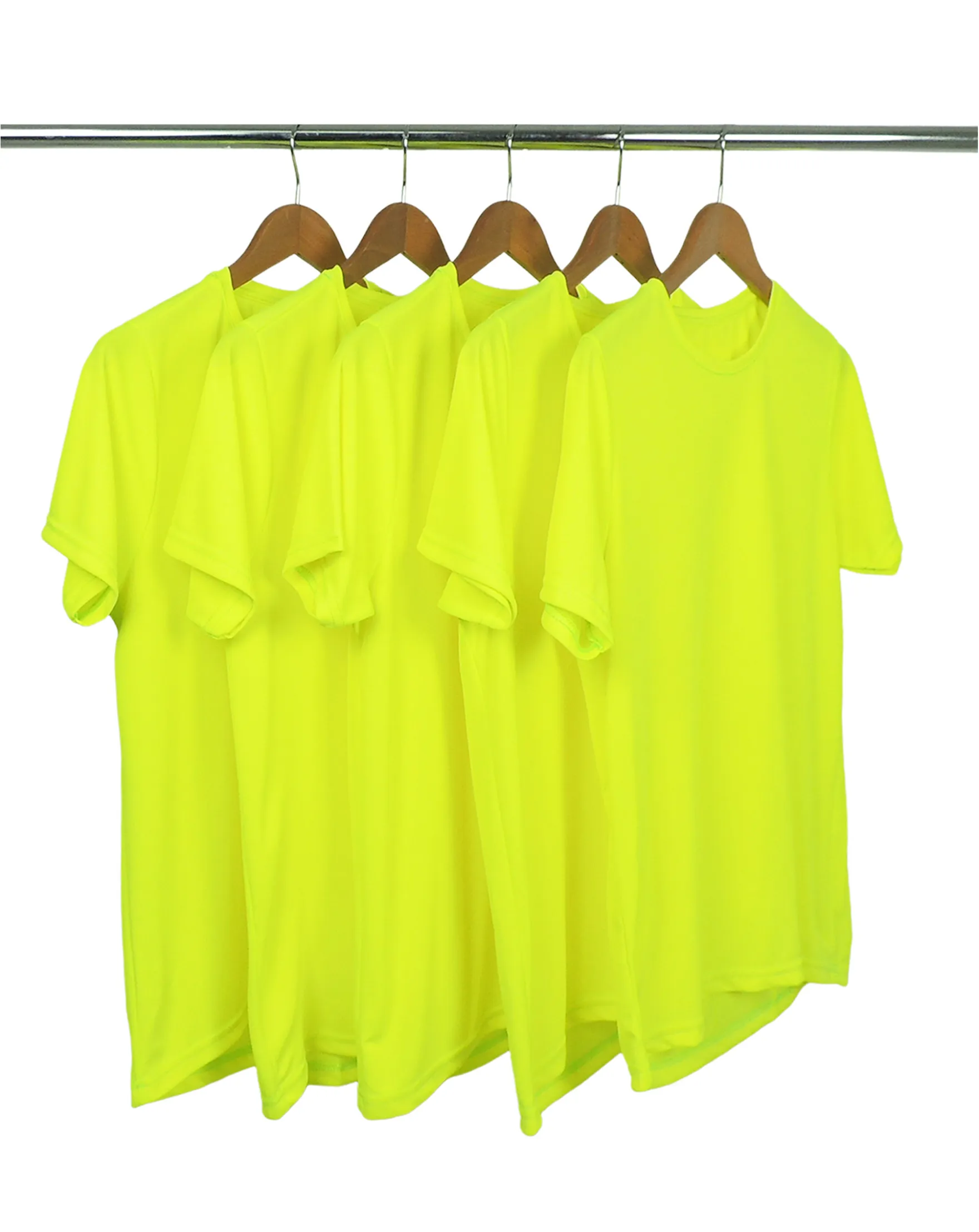 KIT 5 Camisetas Dry Fit Amarelo Fluorescente Proteção UV 30+