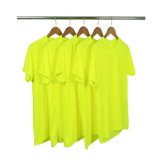 KIT 5 Camisetas Dry Fit Amarelo Fluorescente Proteção UV 30+