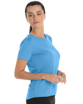 Camiseta Feminina Dry Fit Azul Claro Proteção UV 30+