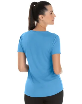 Camiseta Feminina Dry Fit Azul Claro Proteção UV 30+