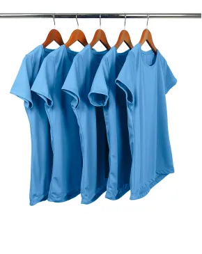 KIT 5 Camisetas Femininas Dry Fit Azul Claro Proteção UV 30+