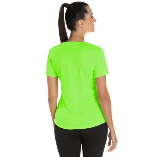 Camiseta Feminina Dry Fit Verde Fluorescente Proteção UV 30+