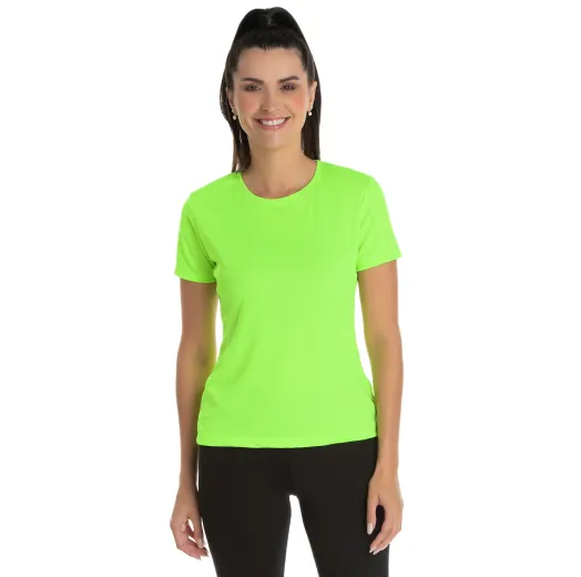 KIT 5 Camisetas Femininas Dry Fit Verde Fluorescente Proteção UV 30+