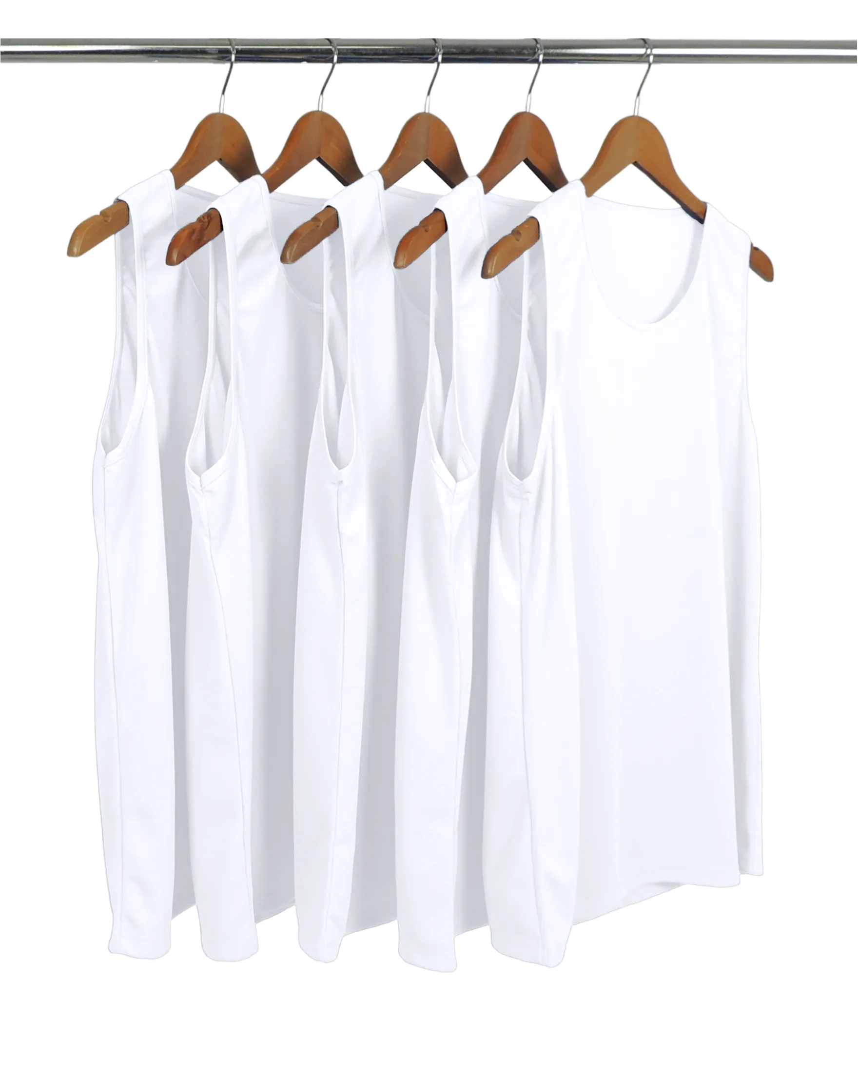 KIT 5 Regatas Dry Fit Brancas Proteção UV 30+