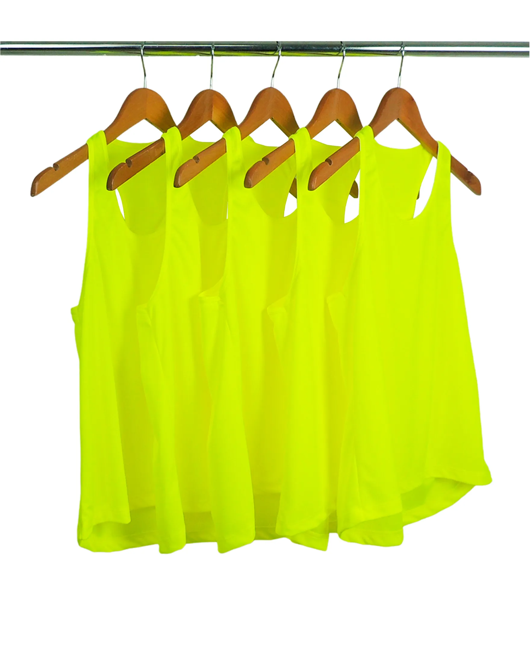 Kit 5 Regatas Feminina Dry Fit Amarelo Fluorescente Proteção UV 30+