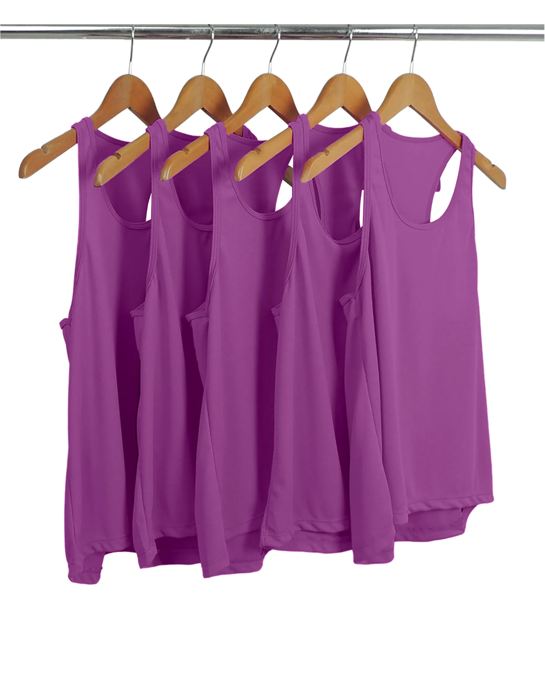Kit 5 Regatas Feminina Dry Fit Roxo Proteção UV 30+