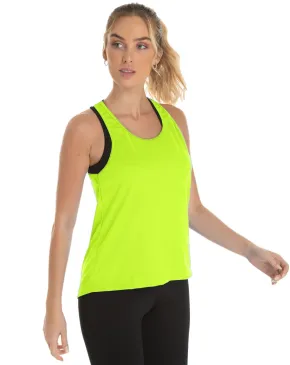 Regata Feminina Dry Fit Amarelo Fluorescente Proteção UV 30+