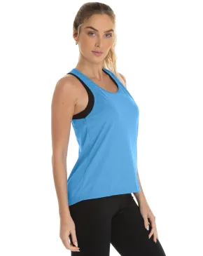 Regata Feminina Dry Fit Azul Claro Proteção UV 30+