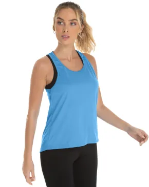 Regata Feminina Dry Fit Azul Claro Proteção UV 30+