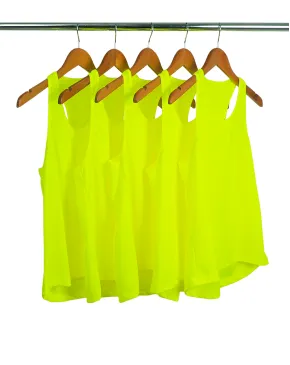 Kit 5 Regatas Feminina Dry Fit Amarelo Fluorescente Proteção UV 30+