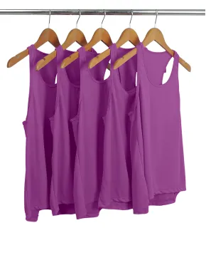 Kit 5 Regatas Feminina Dry Fit Roxo Proteção UV 30+