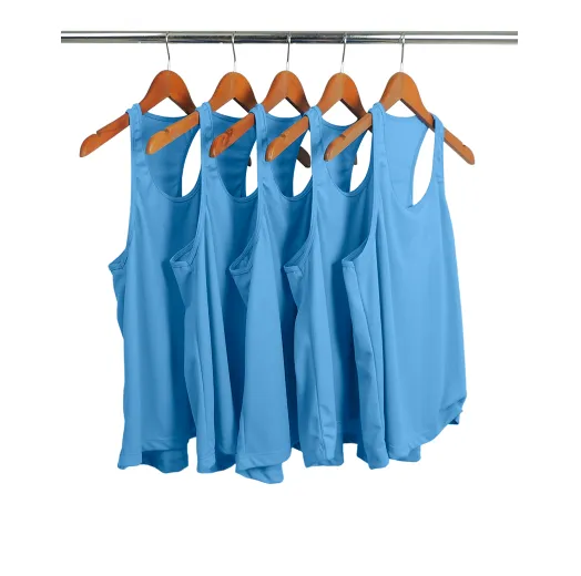 Kit 5 Regatas Feminina Dry Fit Azul Claro Proteção UV 30+
