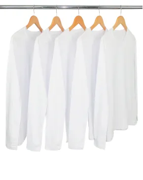 Kit 5 Camisetas Femininas Manga Longa de Algodão Premium Branca
