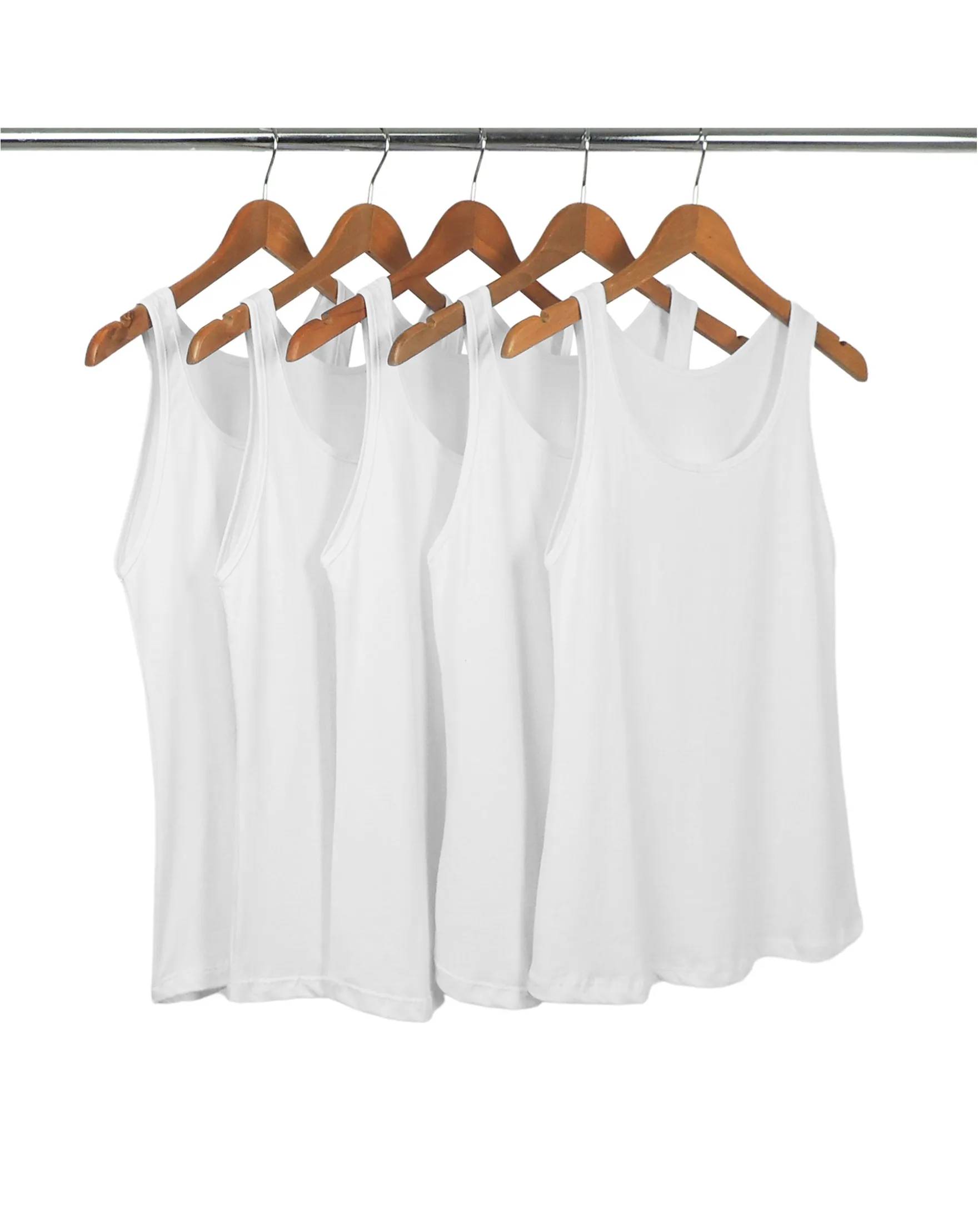 KIT 5 Regatas Femininas de Algodão Premium Brancas