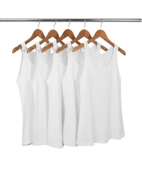 KIT 5 Regatas Femininas de Algodão Premium Brancas