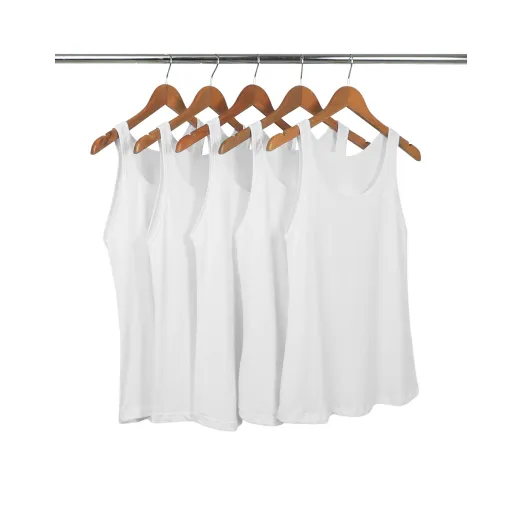 KIT 5 Regatas Femininas de Algodão Premium Brancas