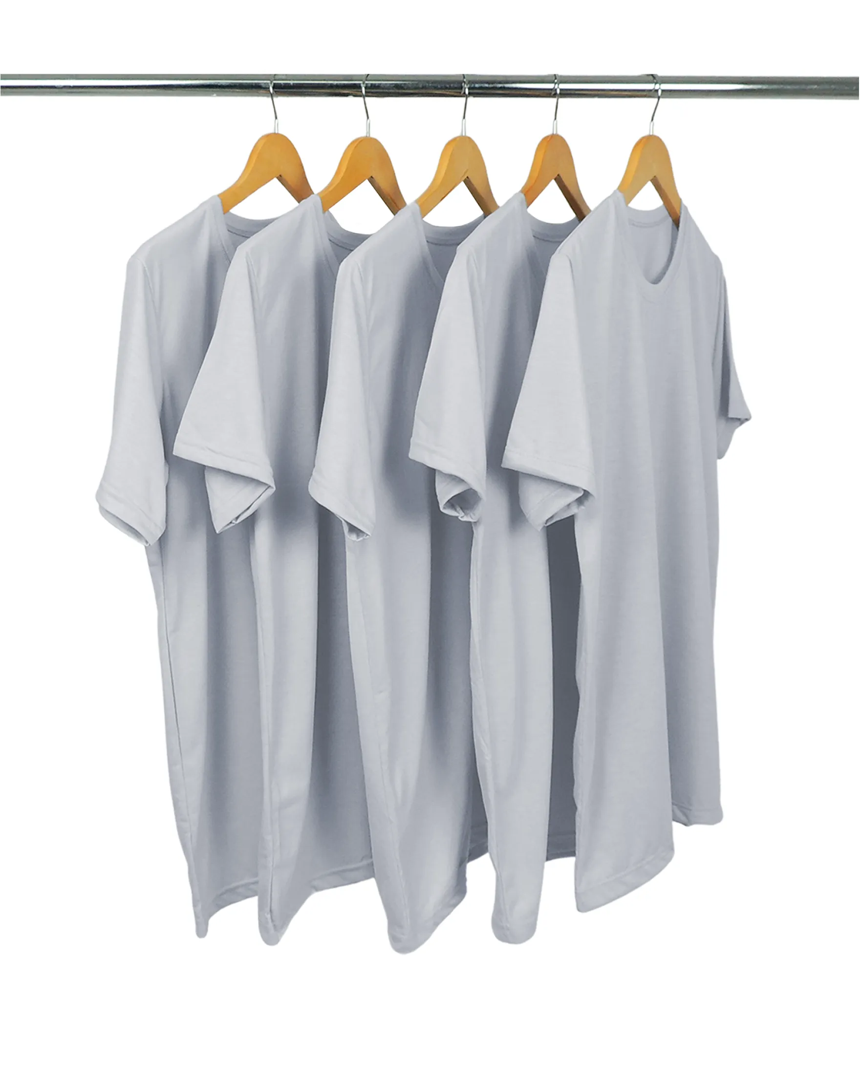 KIT 5 Camisetas de Poliéster/Sublimática Cinza Claro