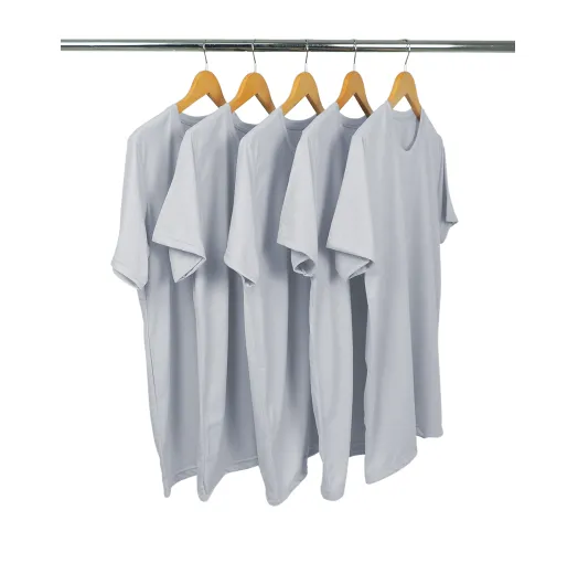 KIT 5 Camisetas de Poliéster/Sublimática Cinza Claro