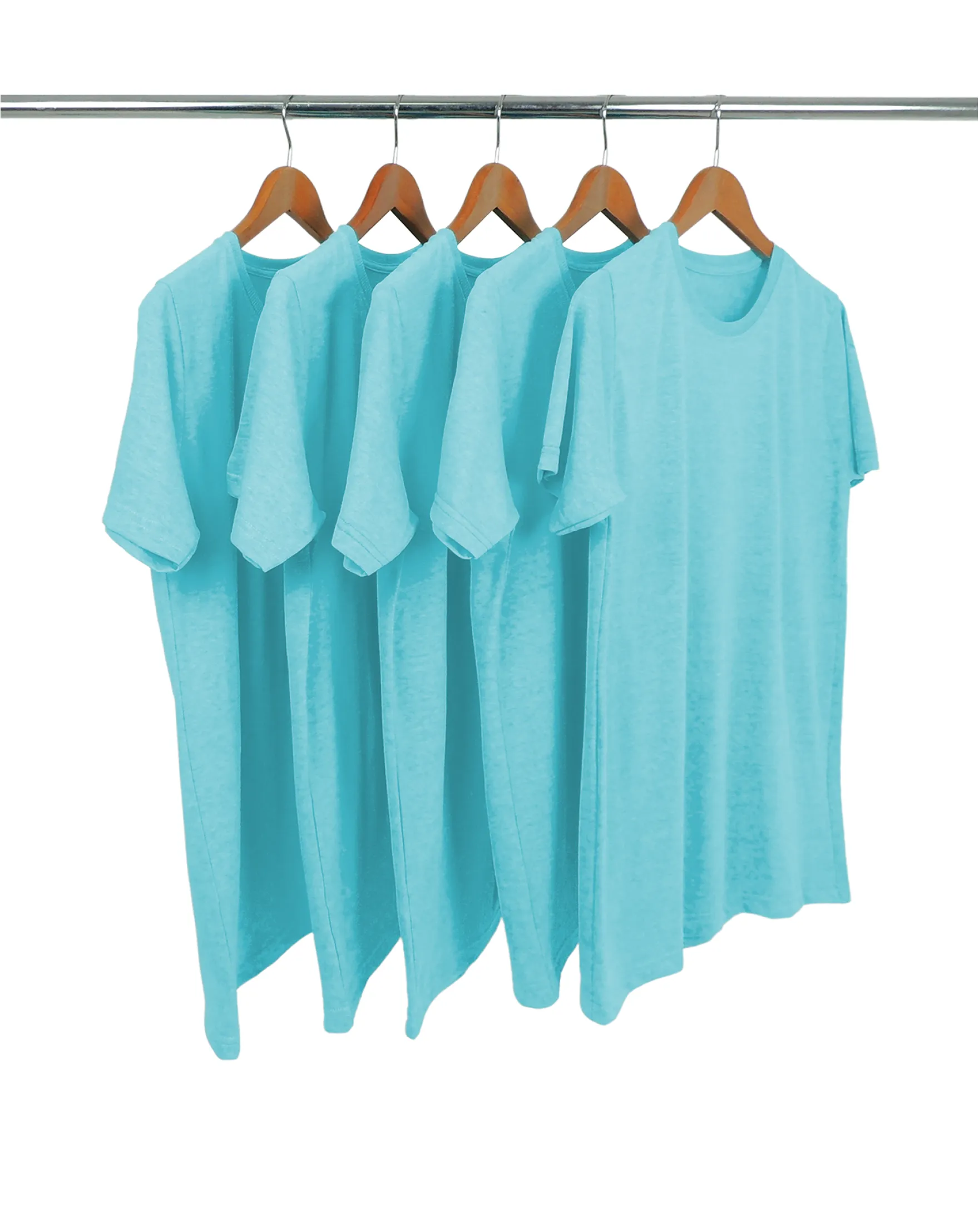 Kit 5 Camisetas Comfort Mescla Azul Turquesa