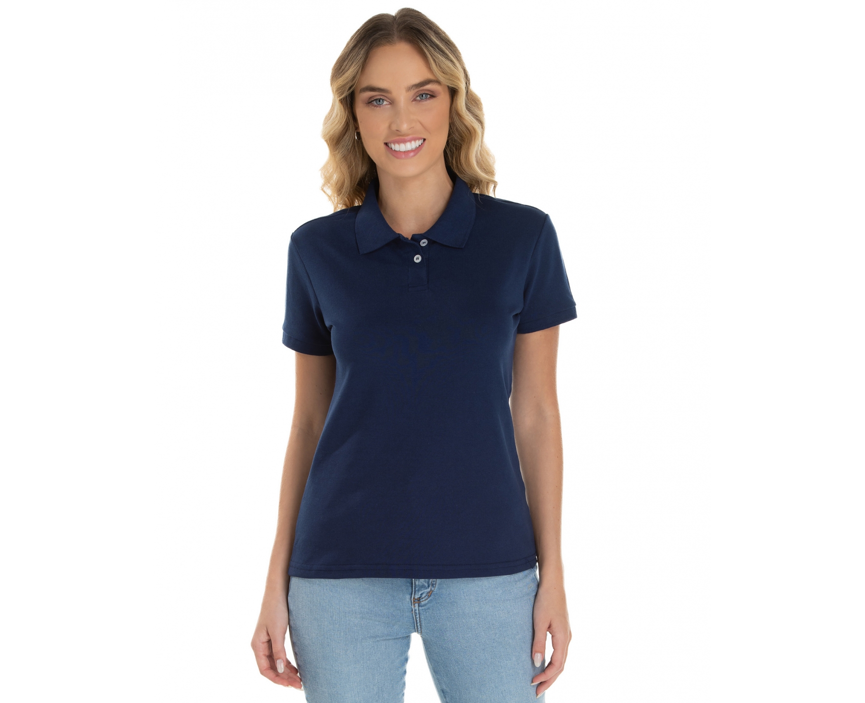 camisa polo feminina azul royal