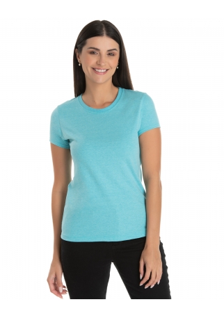 Camiseta Feminina Comfort Mescla Azul Turquesa